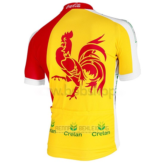 2013 Fahrradbekleidung Wallonie Bruxelles Gelb und Rot Trikot Kurzarm und Tragerhose